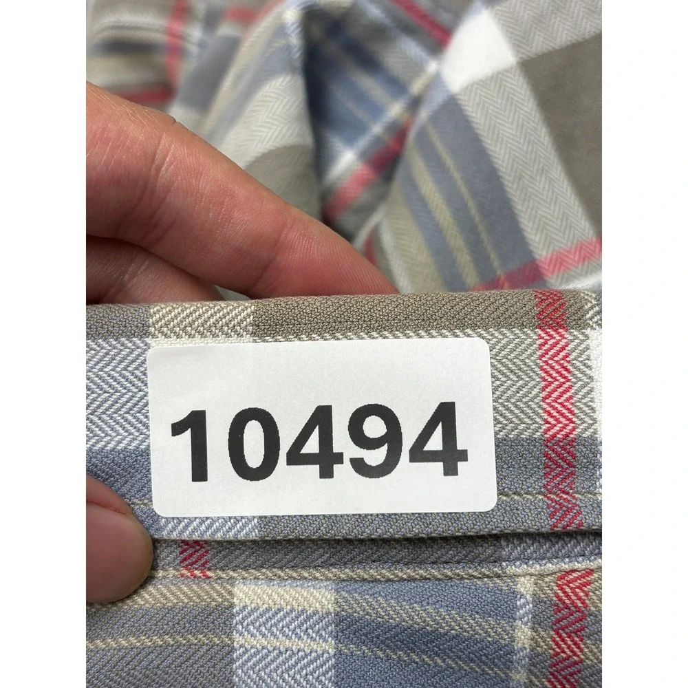 J.Crew Sporting Goods Mens Slim Fit Herringbone Plaid Button Down Shirt Grey M
